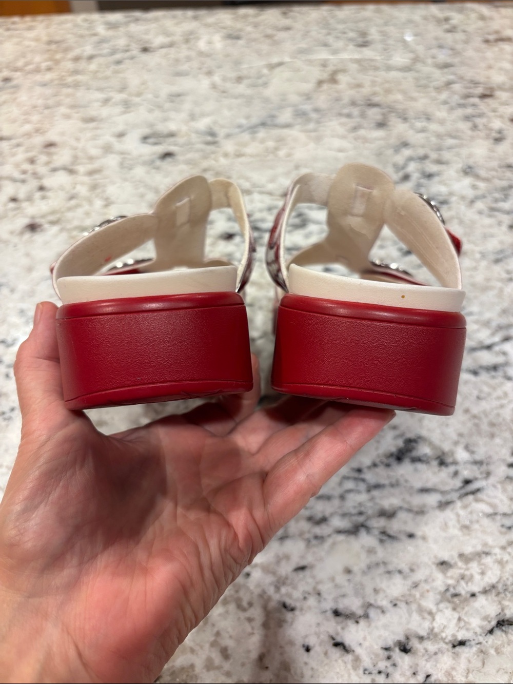 Alegria Red Patent Slide Sandals with Buckle Accents-Size 39- - Picture 5 of 8